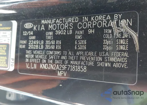 2015 Kia Soul from USA, damaged, VIN KNDJN2A29F7181858